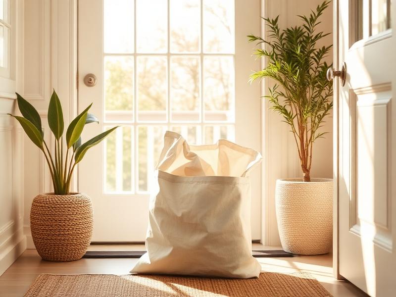 Folded ATL pickup bag waiting at a sunlit front door